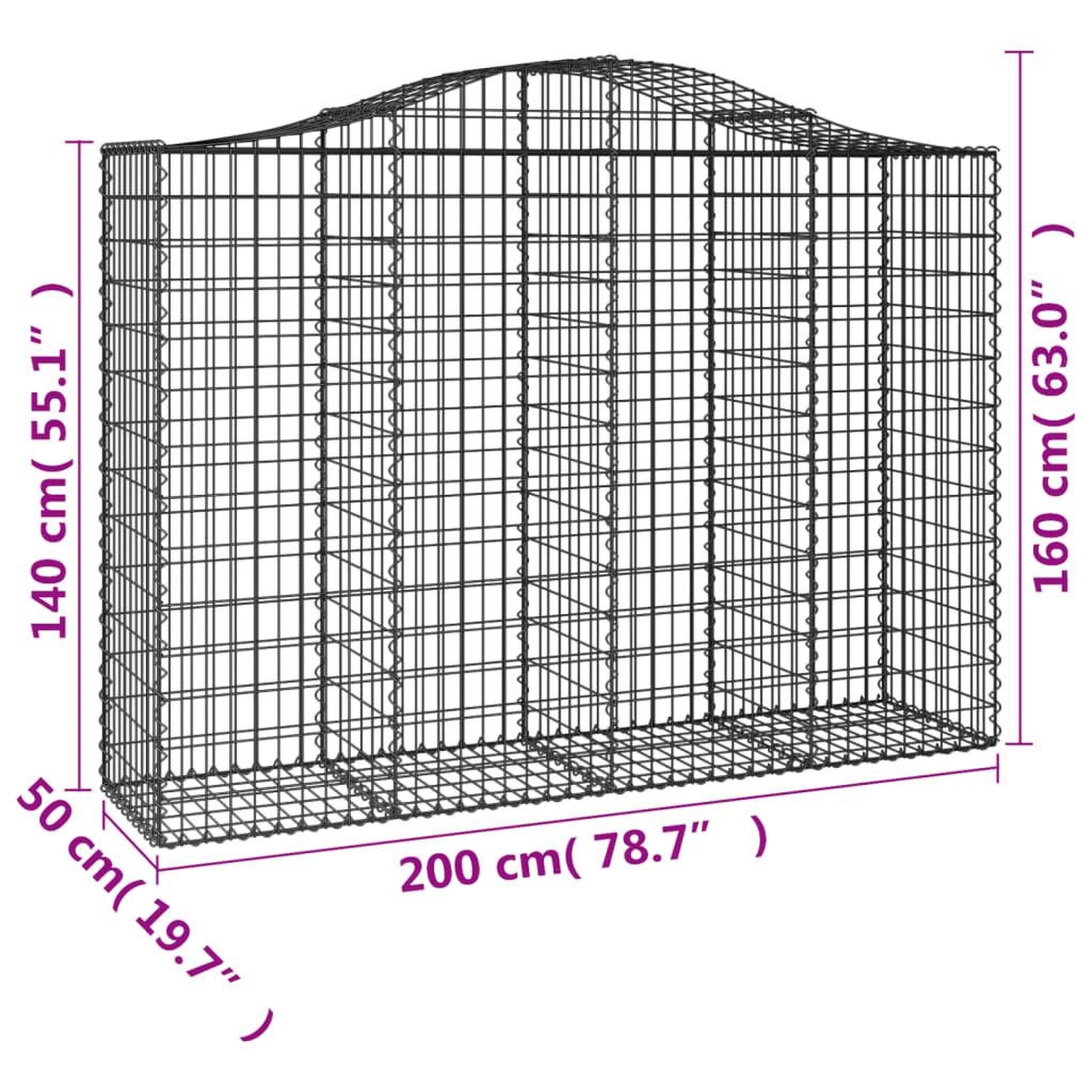 Voir la diapositive 6 : VIDAXL Paniers a gabions arques 14 pcs 200x50x140/160 cm Fer galvanise