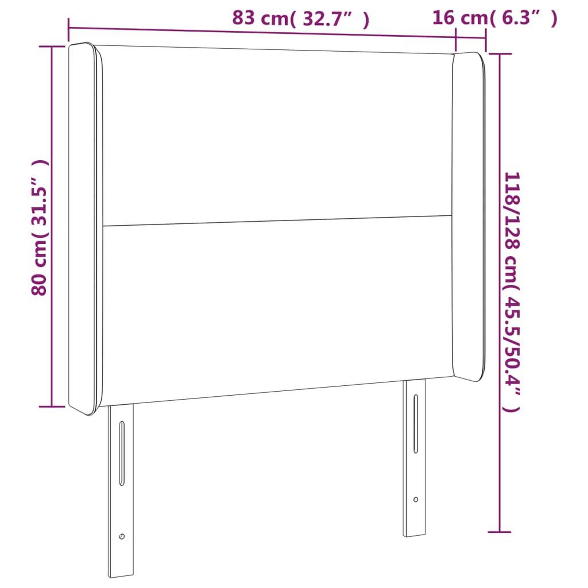 Voir la diapositive 6 : VIDAXL Tete de lit a LED Marron fonce 83x16x118/128 cm Tissu