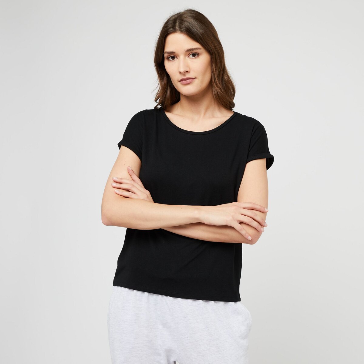 Tee shirt cheap noir uni femme