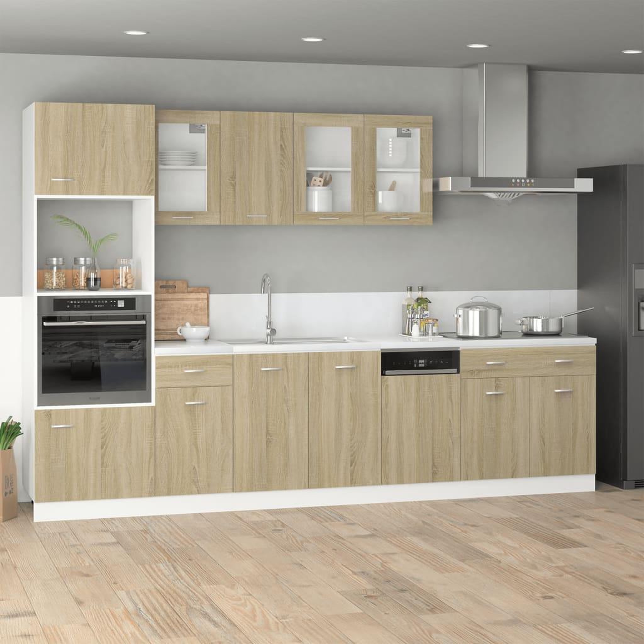 Voir la diapositive 3 : VIDAXL Armoire a micro-ondes Chene sonoma 60x57x207 cm Agglomere
