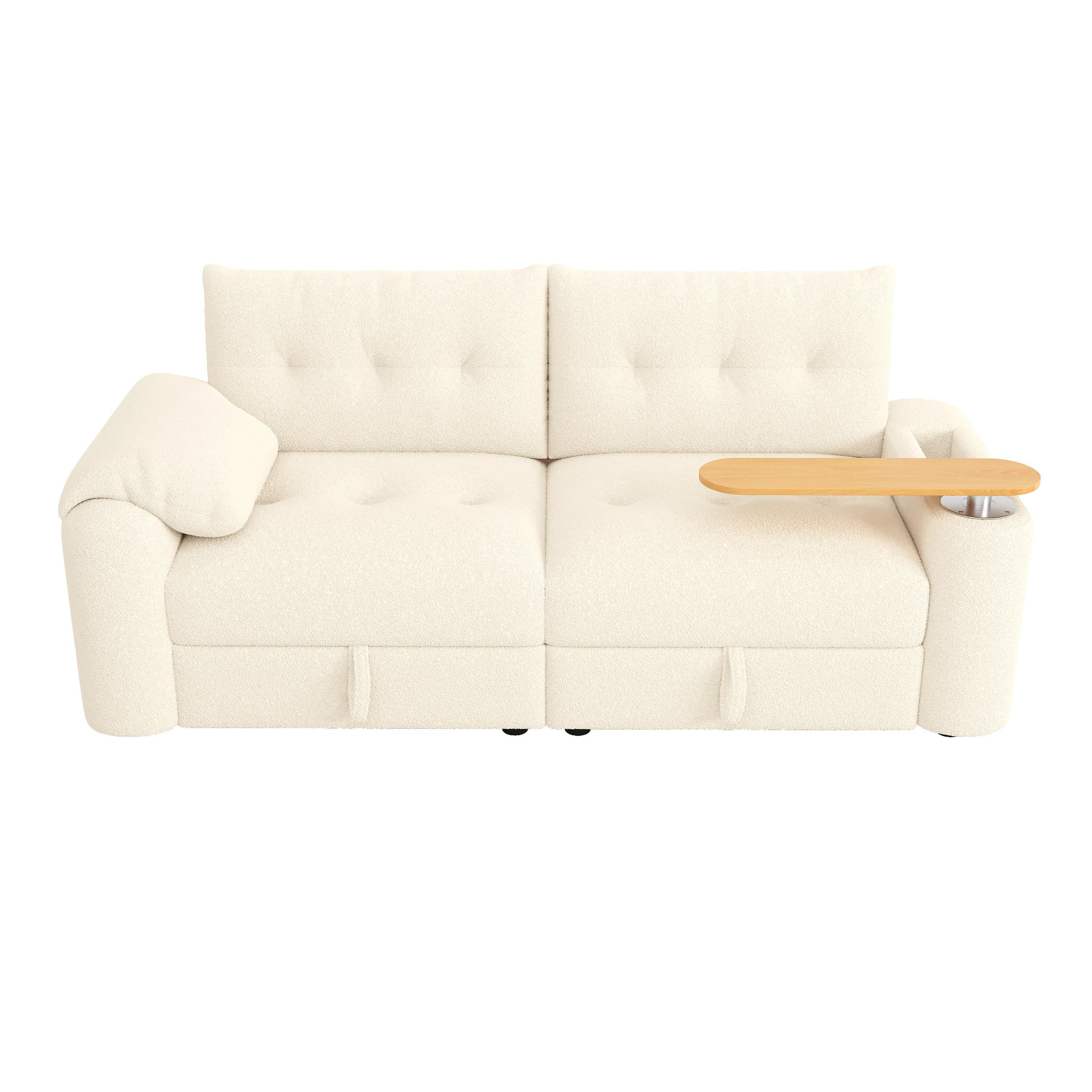MERAX Canapé droit fixe 2 places tissu coffre de rangement. Coloris disponibles : Beige, Gris