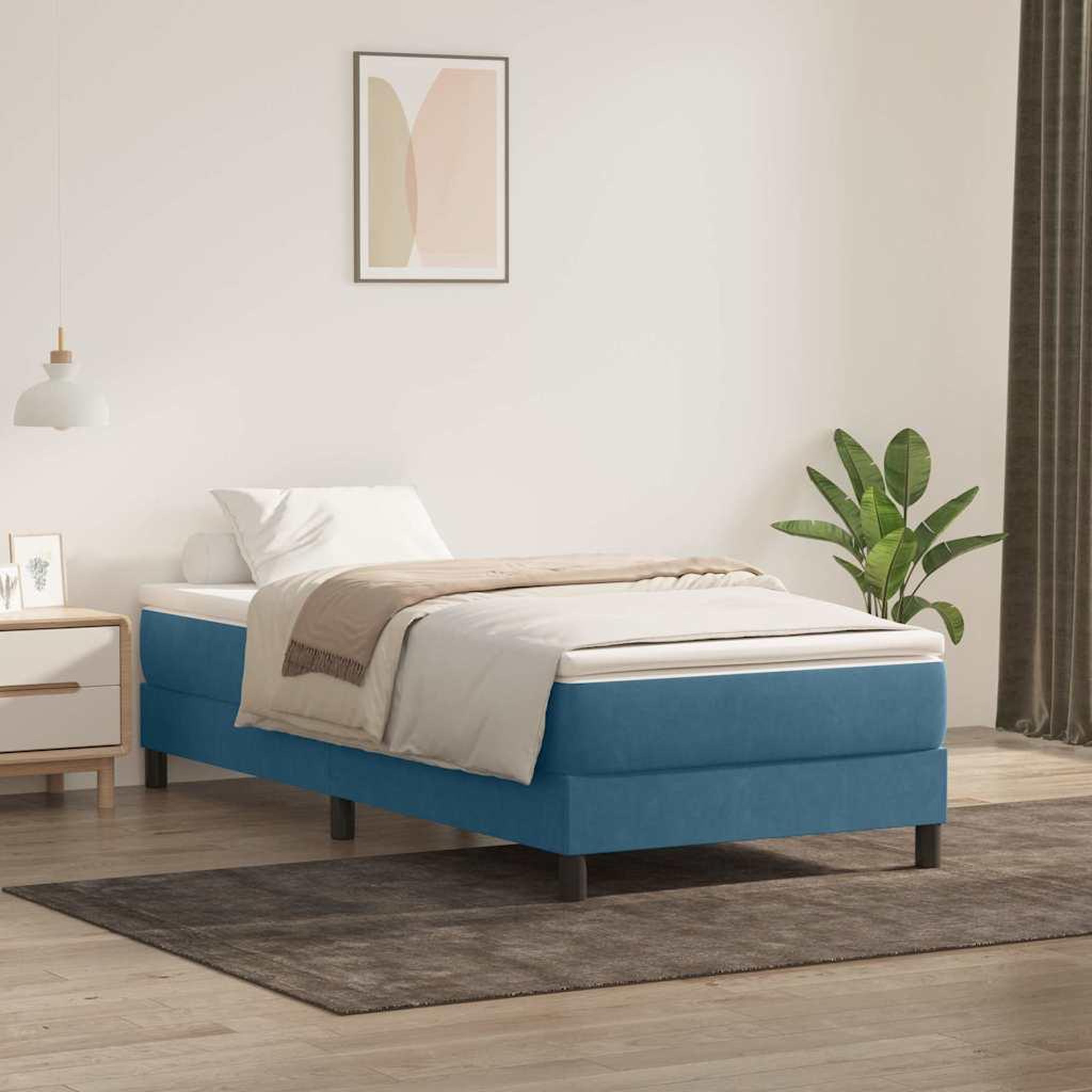 Voir la diapositive 4 : VIDAXL Sommier a lattes de lit sans matelas bleu fonce 100x210 cm