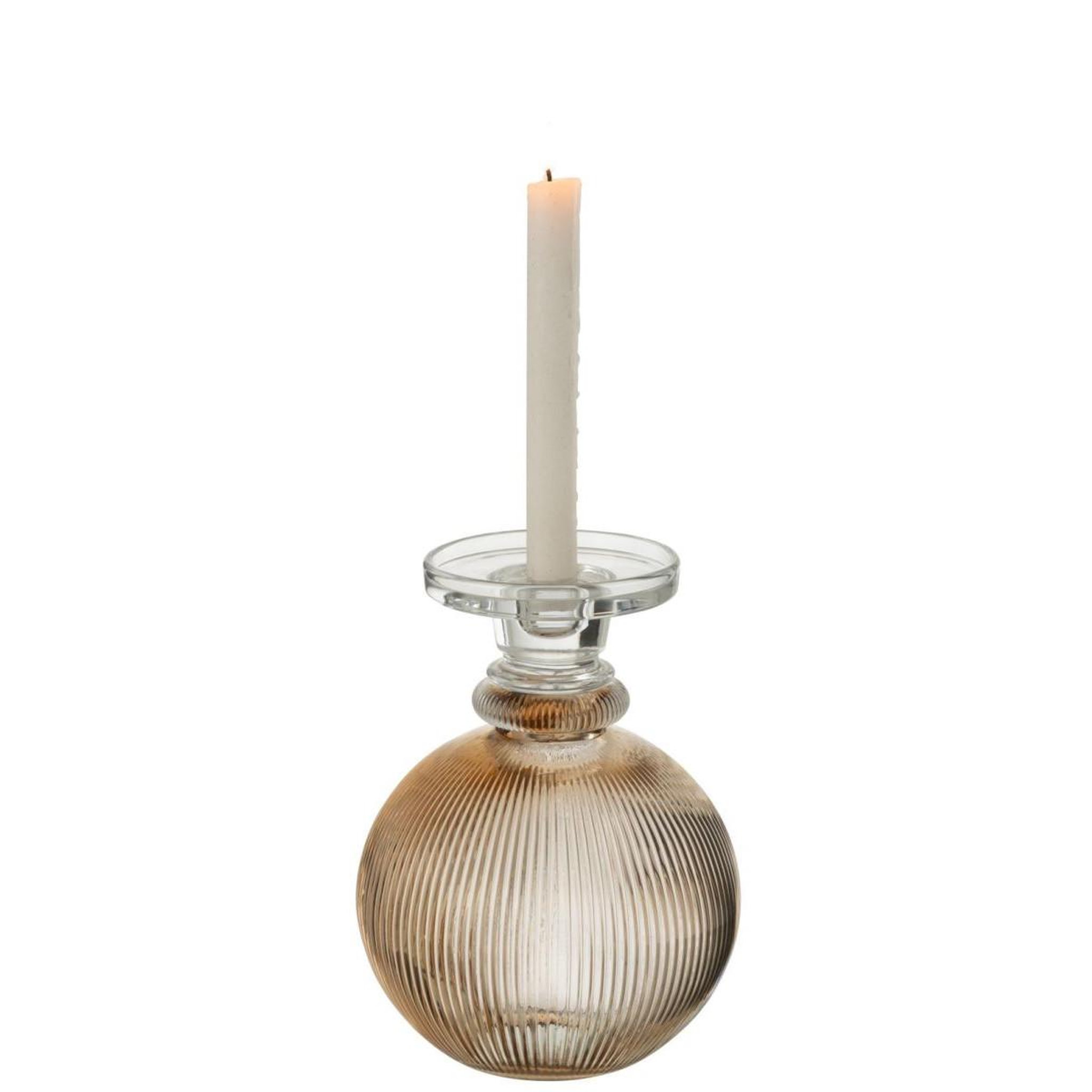 Voir la diapositive 2 : J-LINE Chandelier Vase en Verre  Malik  23cm Taupe