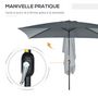 Voir la diapositive 5 : OUTSUNNY Parasol inclinable rectangulaire métal polyester haute densité 2,95L x 1,95l x 2,4H m gris