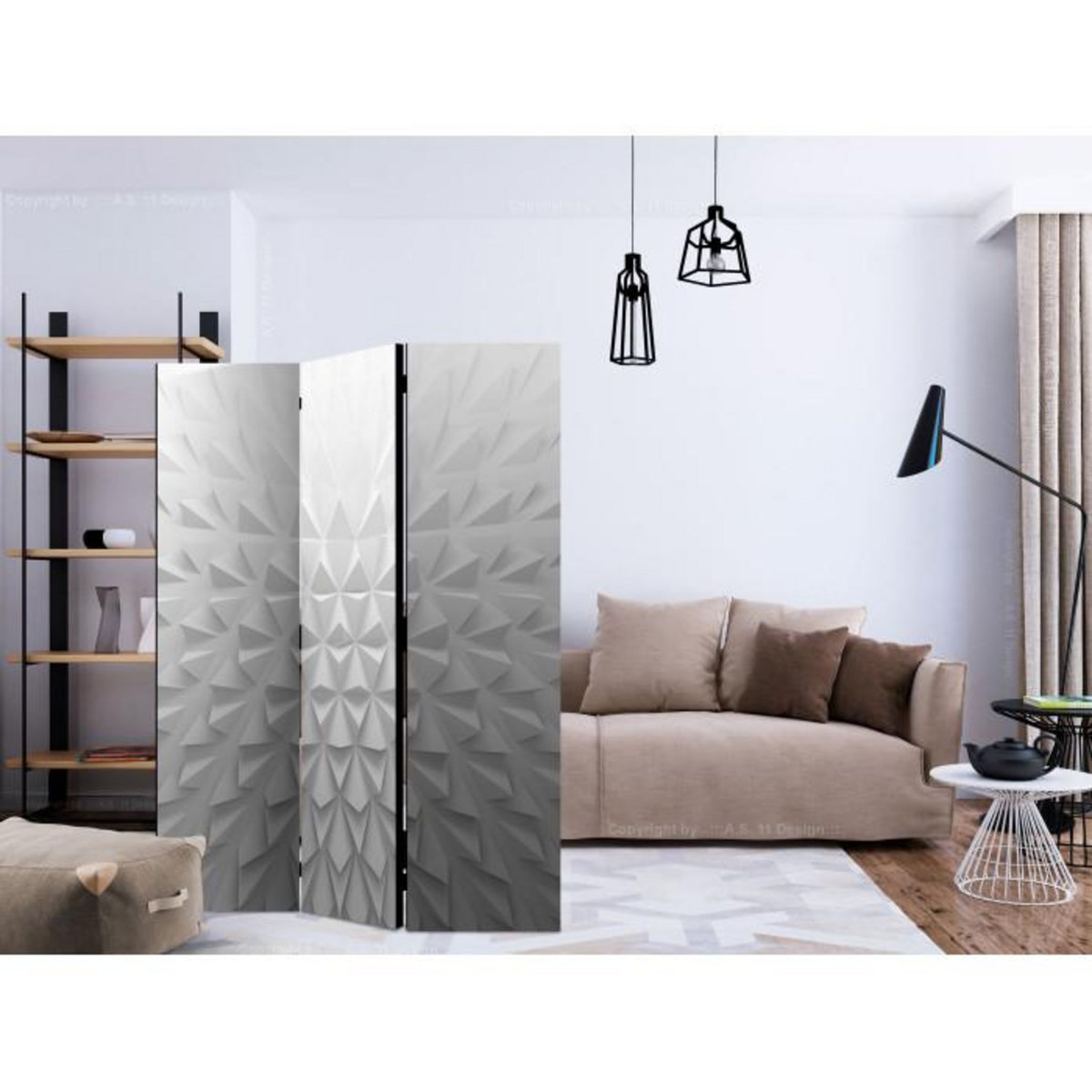 Paris Prix Paravent 3 Volets  Tetrahedrons  135x172cm