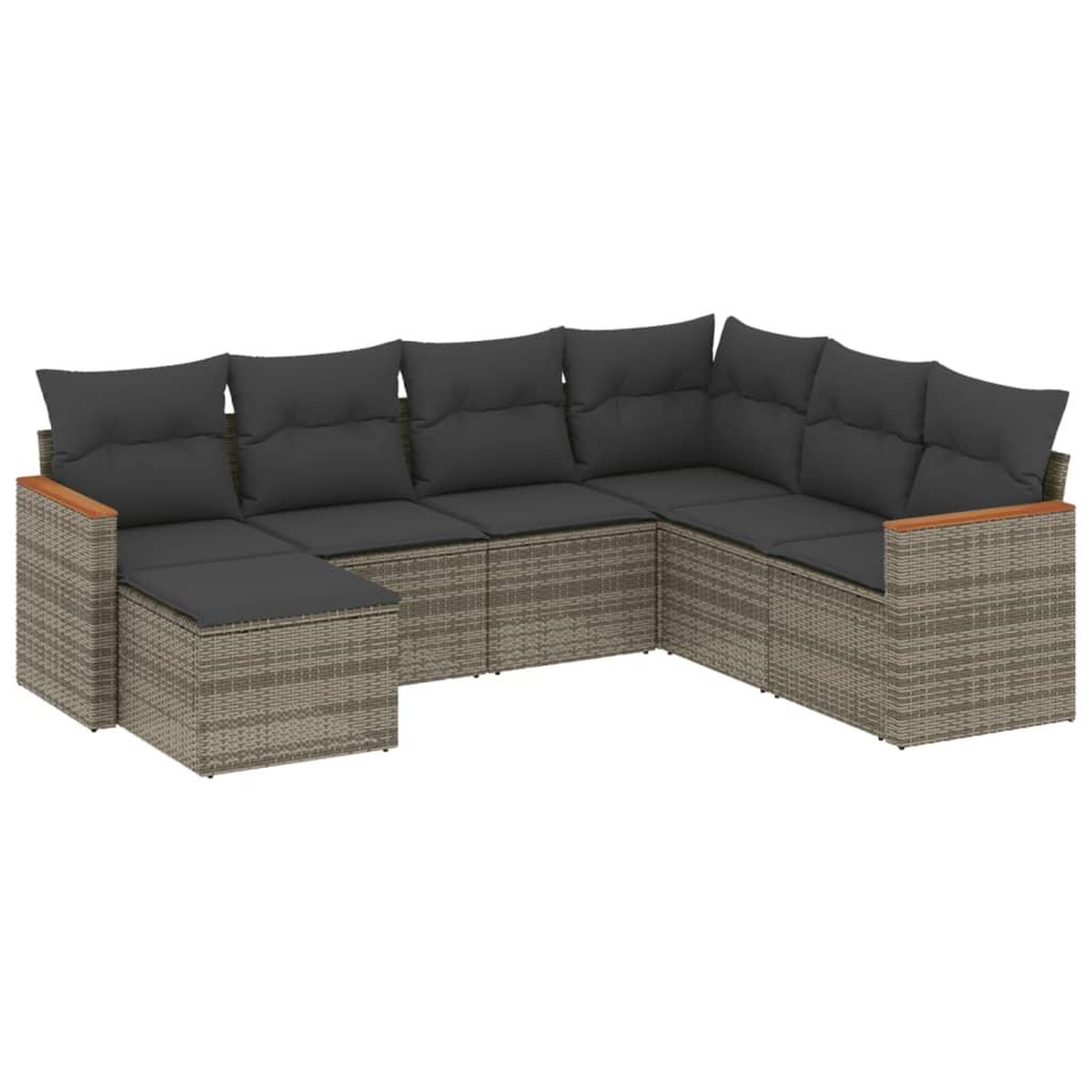 Voir la diapositive 2 : VIDAXL Salon de jardin avec coussins 7 pcs gris resine tressee
