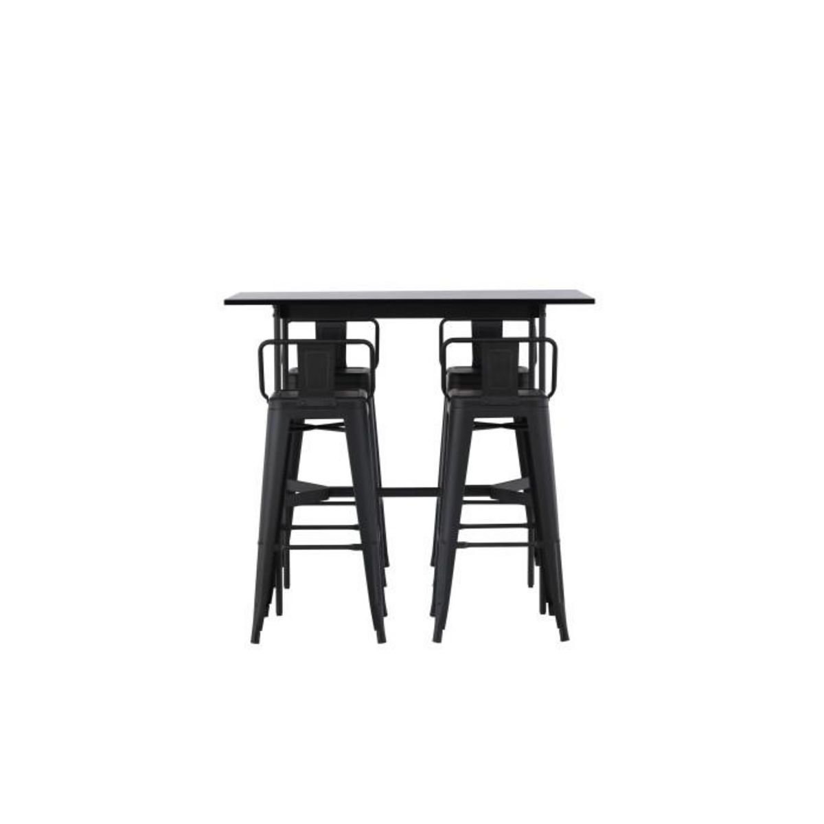 Paris Prix Ensemble Table de Bar & 4 Tabourets  Rax & Tempe  120cm Noir