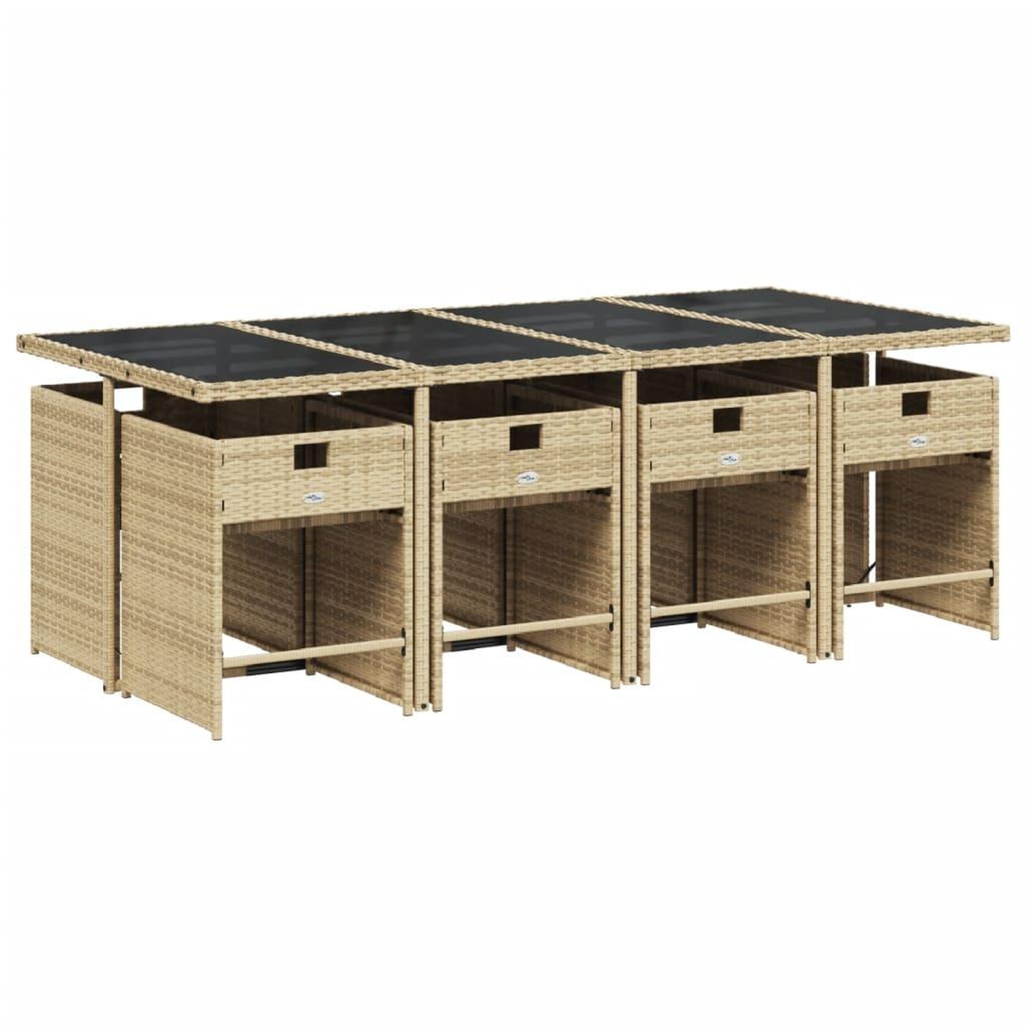 Voir la diapositive 3 : VIDAXL Ensemble a manger de jardin et coussins 9 pcs melange beige