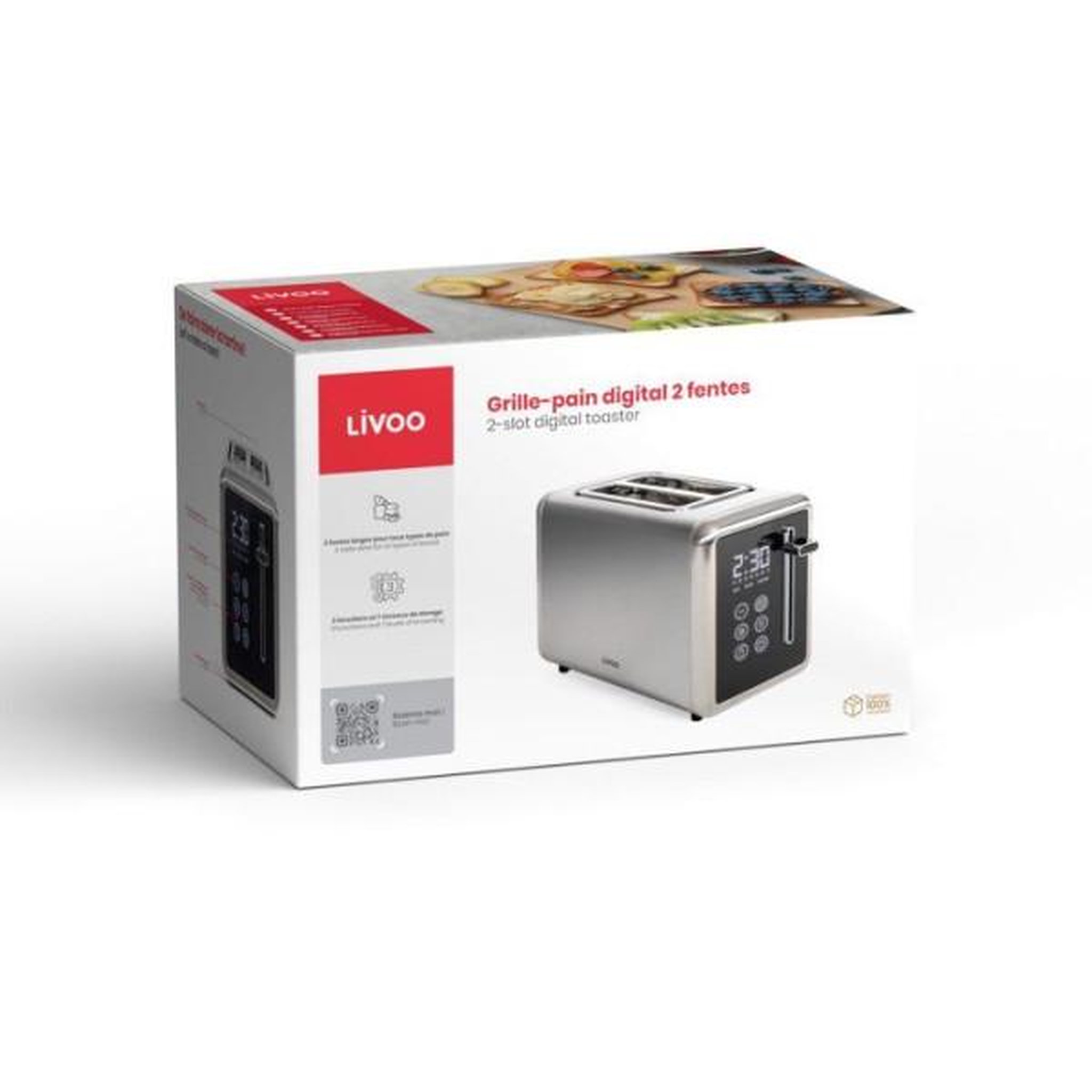 Voir la diapositive 6 : LIVOO Grille-pain 2 fentes 850w gris métalisé - DOD205
