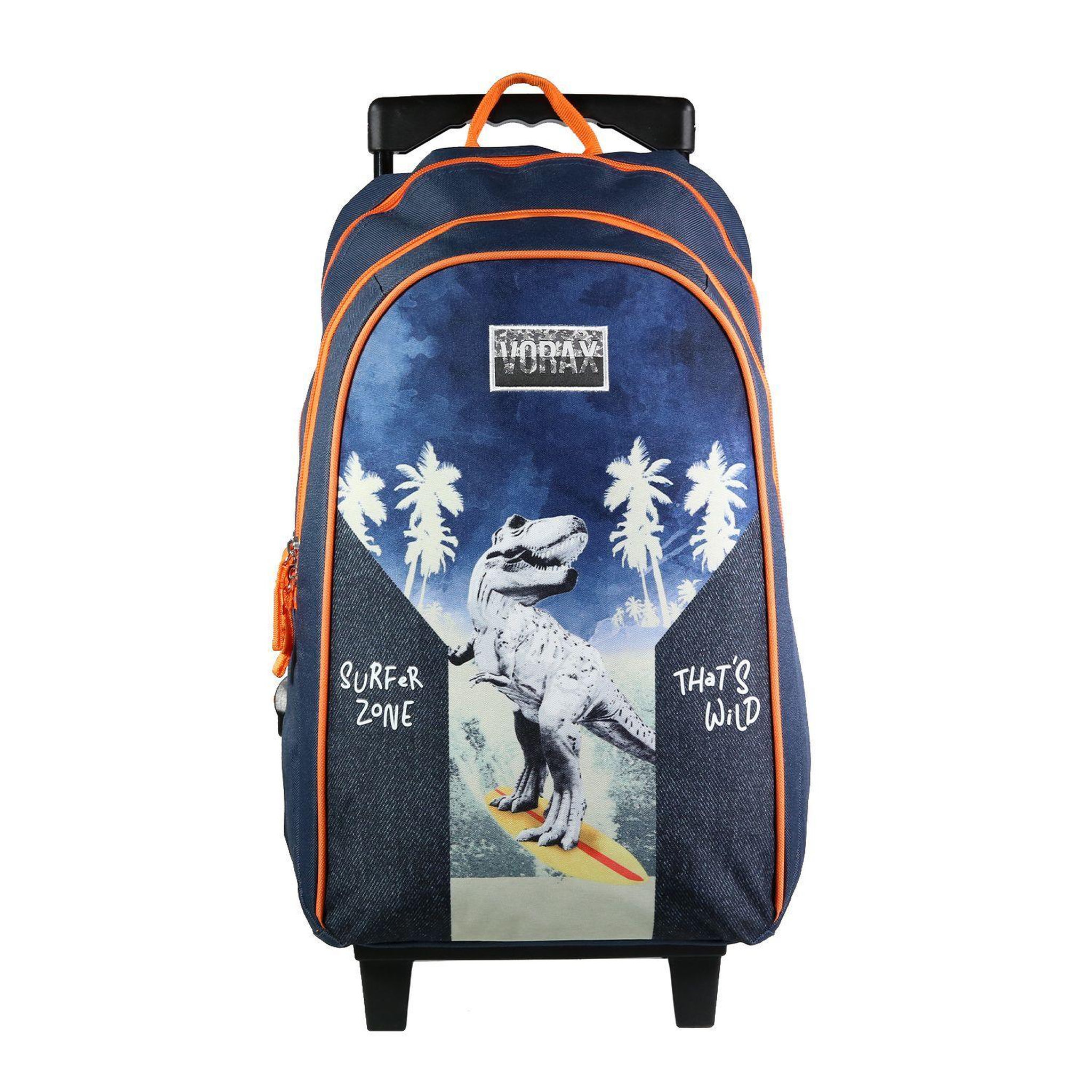 Bagtrotter BAGTROTTER Sac à dos à roulettes Vorax Bleu Dinosaure Surf