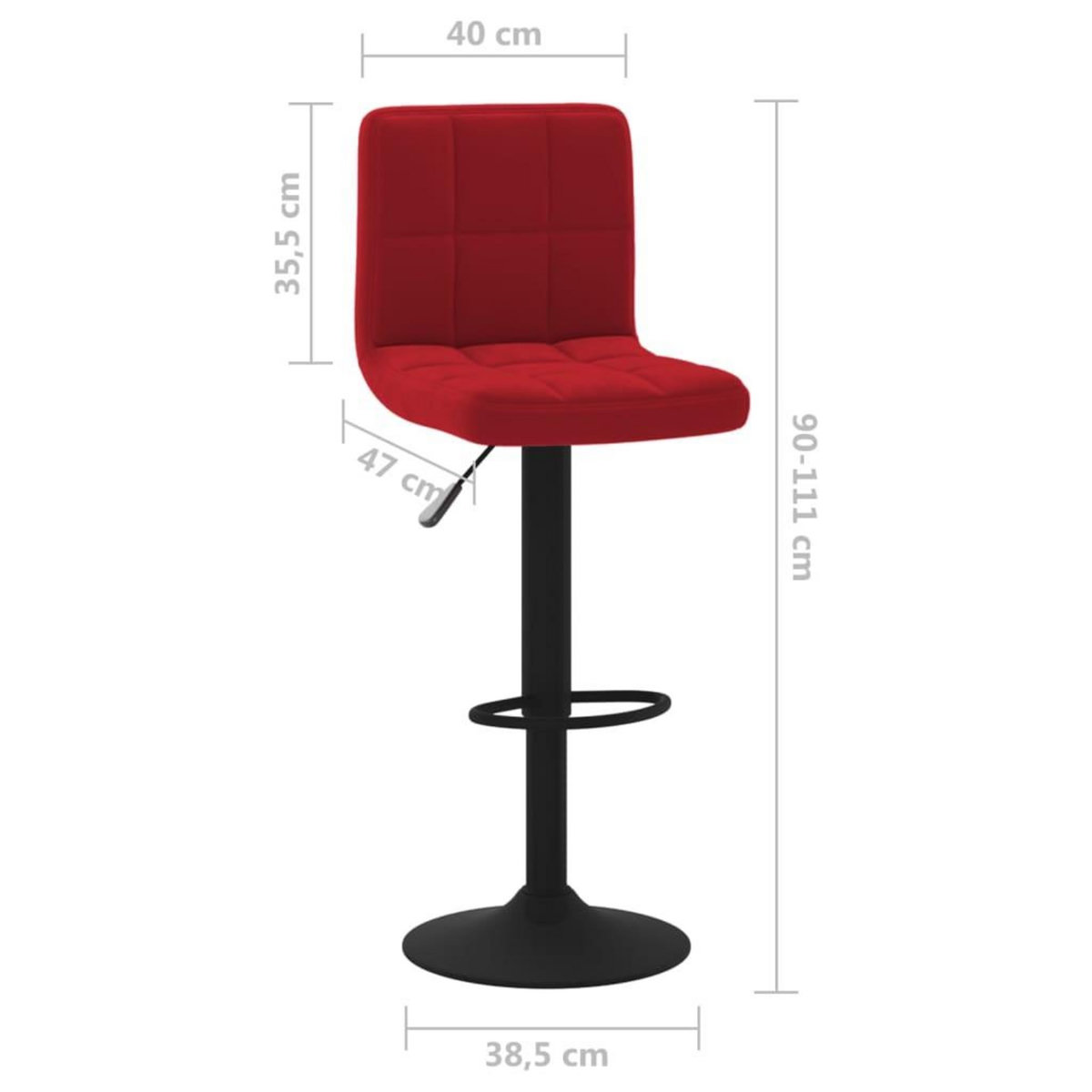 VIDAXL Tabouret de bar Rouge bordeaux Velours