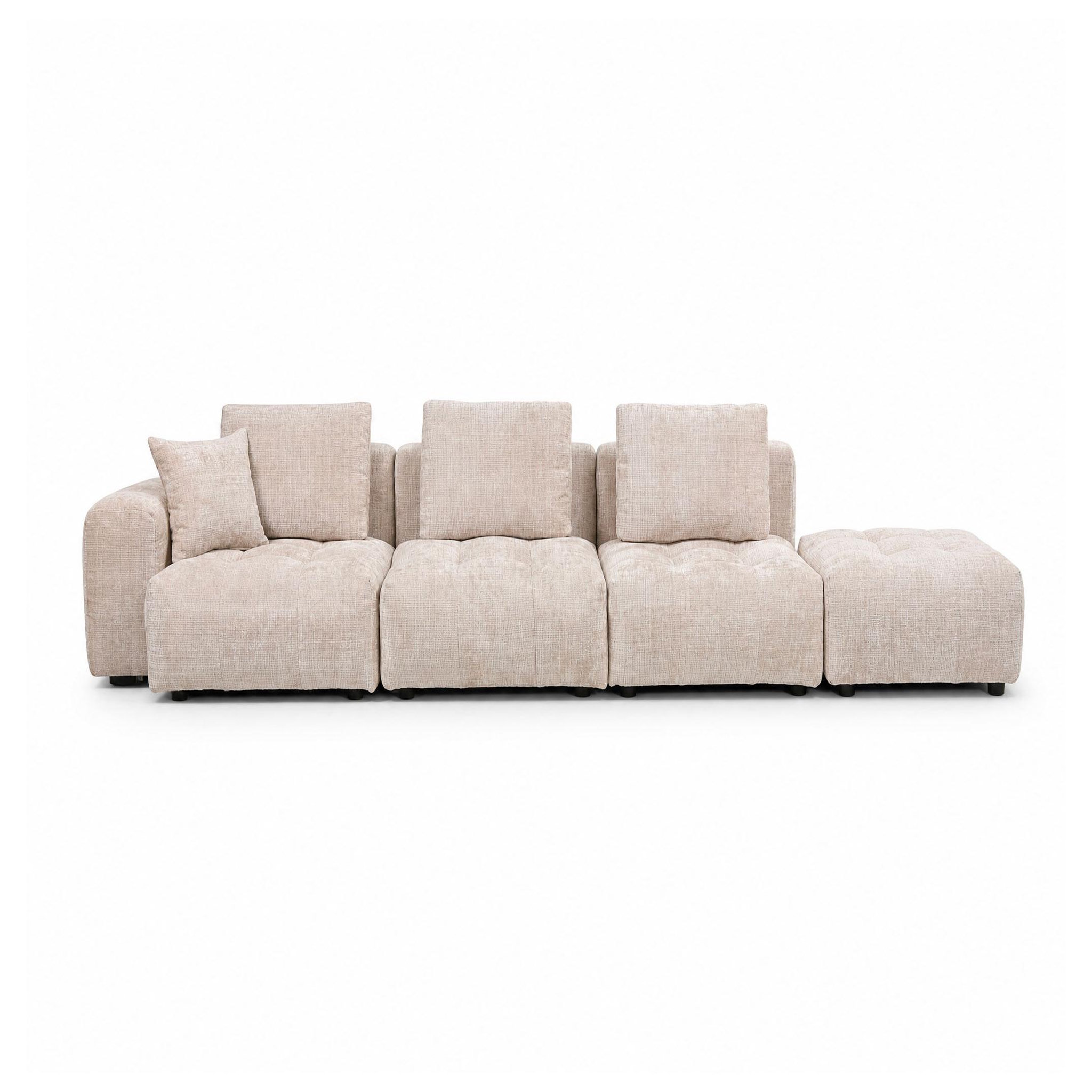 Voir la diapositive 1 : BEST MOBILIER Colette - canapé modulable d'angle réversible 4 places en velours texturé