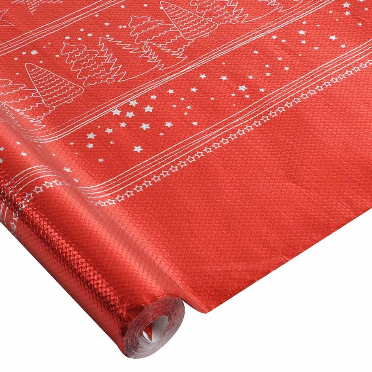 Paris Prix Nappe Papier  Noël Chromée  1,18x5m Rouge