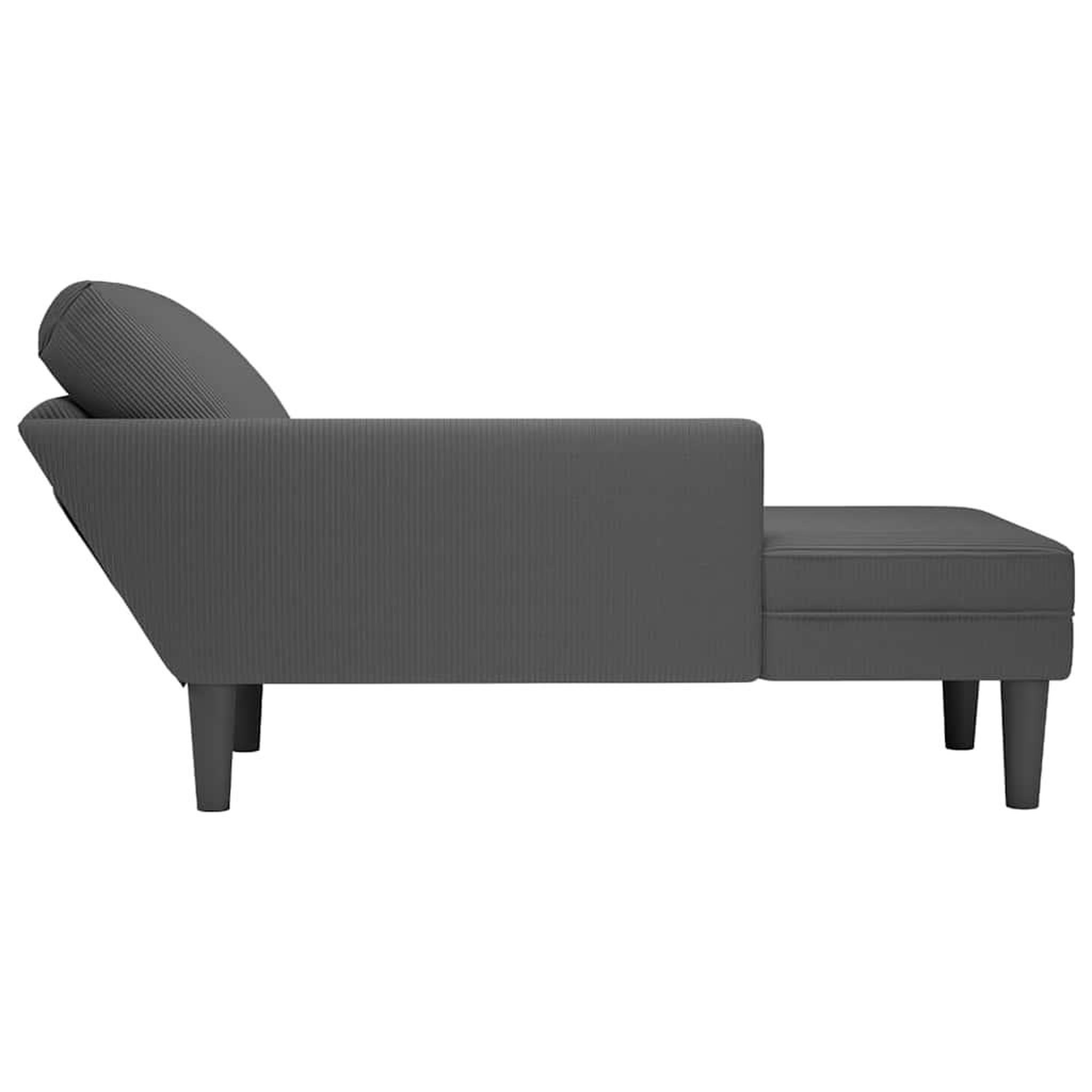 Voir la diapositive 5 : VIDAXL Chaise longue avec coussin gris fonce tissu en velours cotele