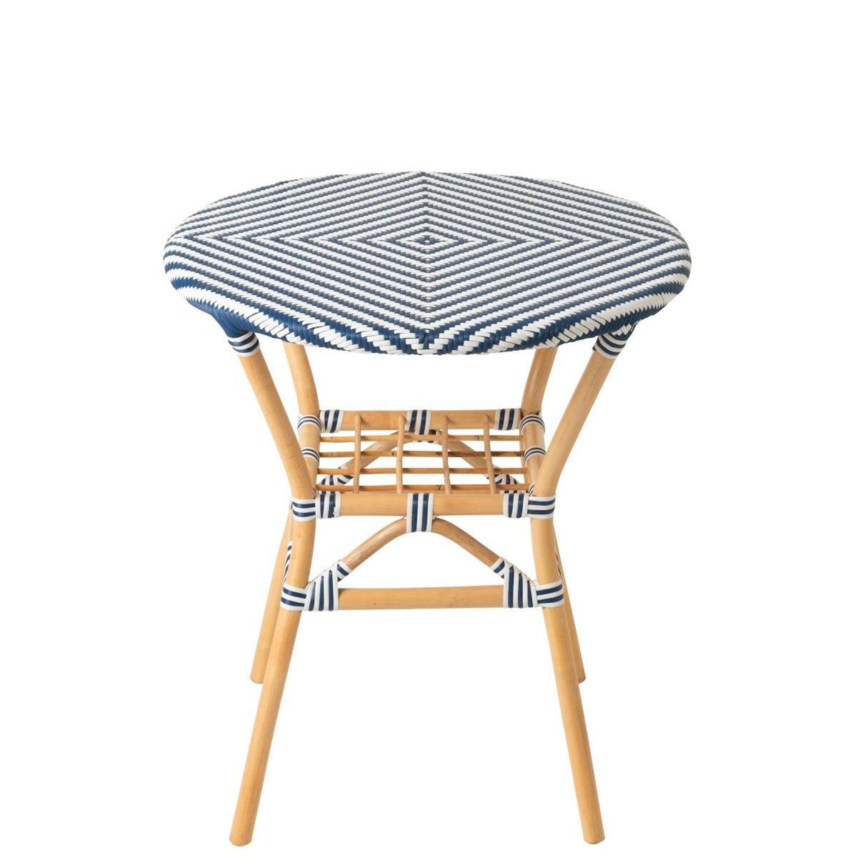 Paris Prix Table à Manger en Rotin  Geo  75cm Bleu & Blanc
