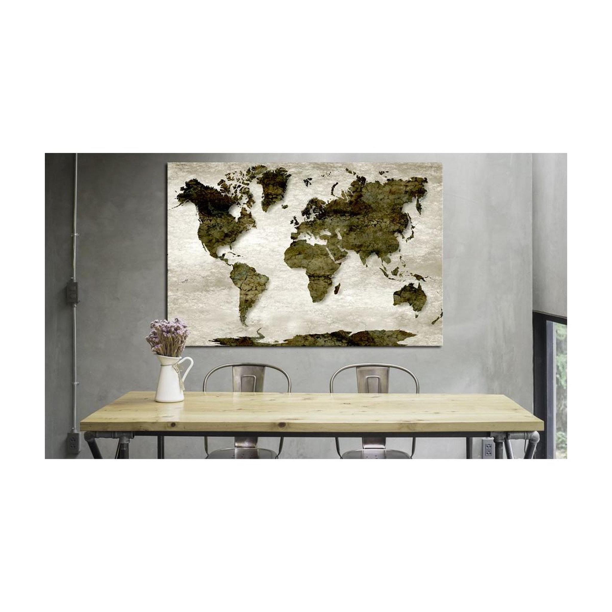 Voir la diapositive 2 : Paris Prix Tableau imprimé  world map : green planet  40x60cm