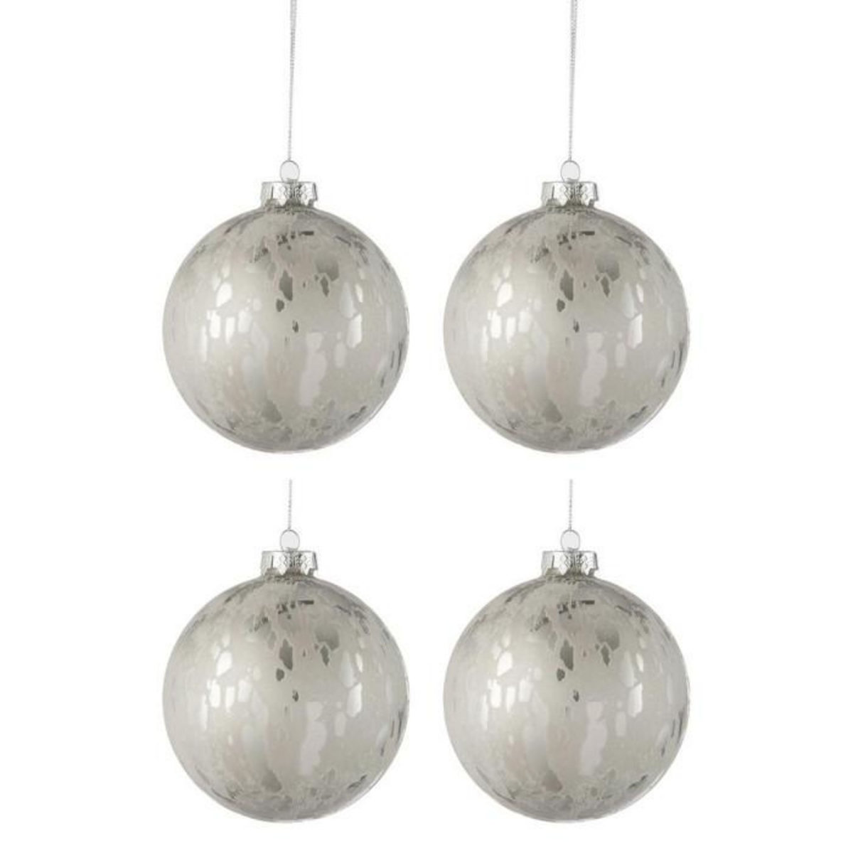Paris Prix Lot de 4 Boules de Noël  Brillant  10cm Argent