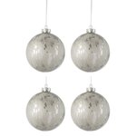 Paris Prix Lot de 4 Boules de Noël  Brillant  10cm Argent