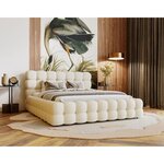 BEST MOBILIER Darling - lit coffre - 140x200 cm - sommier inclus - en velours. Coloris disponibles : Gris, Beige