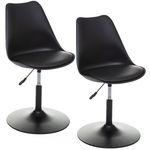 TOILINUX Lot de 2 Chaises ajustables en hauteur en polypropylène avec coussin. Coloris disponibles : Blanc, Noir
