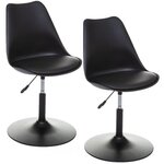 TOILINUX Lot de 2 Chaises ajustables en hauteur en polypropylène avec coussin. Coloris disponibles : Noir, Blanc