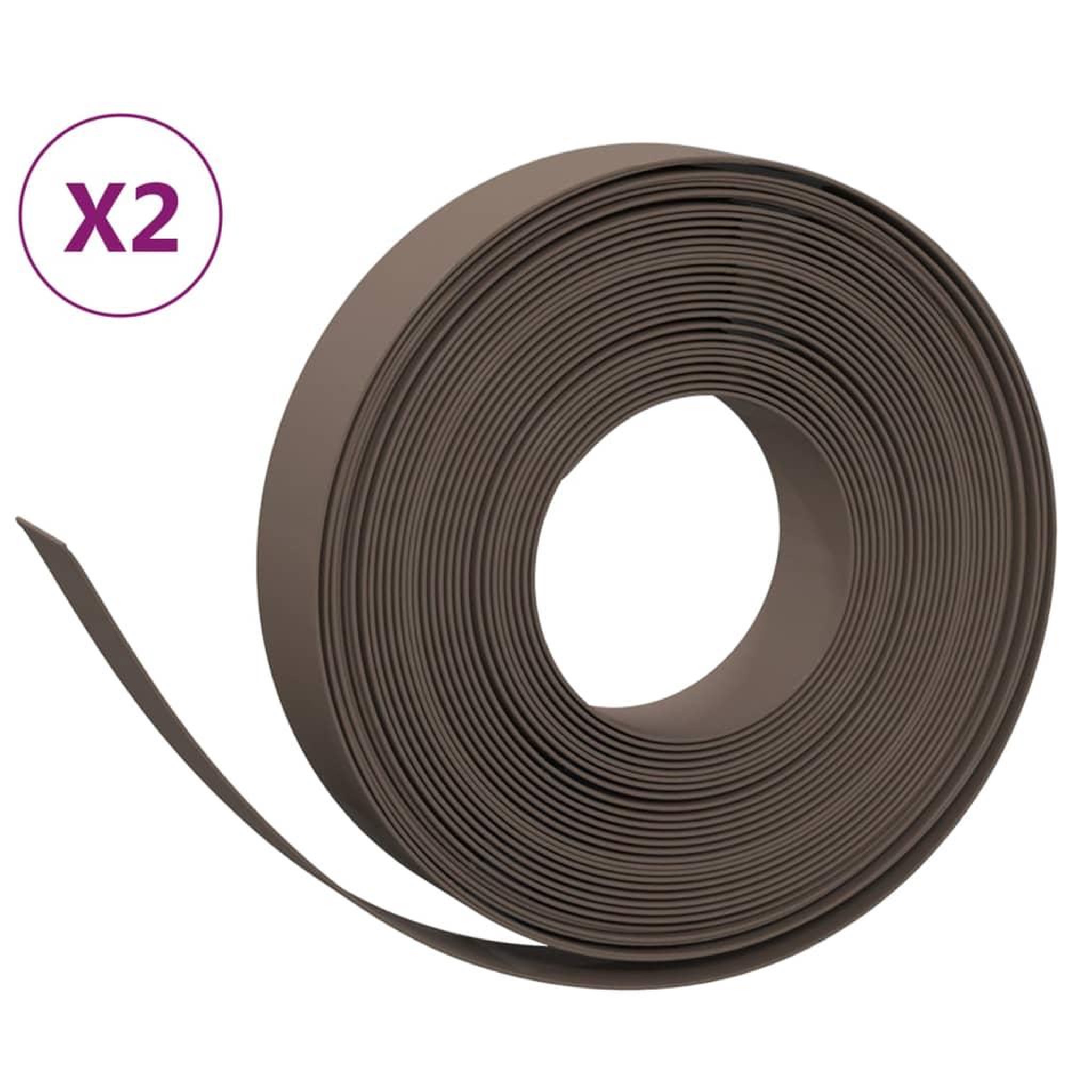 Voir la diapositive 2 : VIDAXL Bordures de jardin 2 pcs marron 10 m 10 cm polyethylene