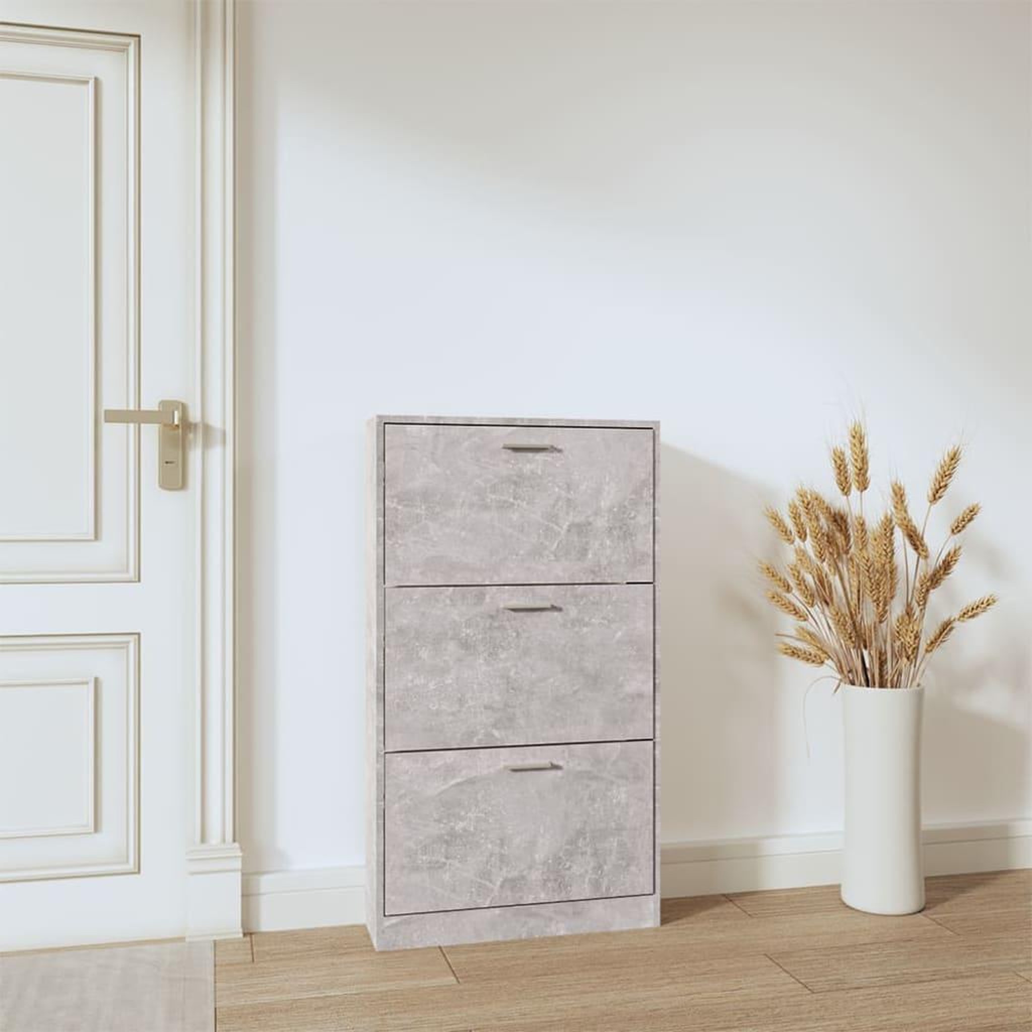 Voir la diapositive 3 : VIDAXL Armoire a chaussures Gris beton 59x17x108 cm Bois d'ingenierie