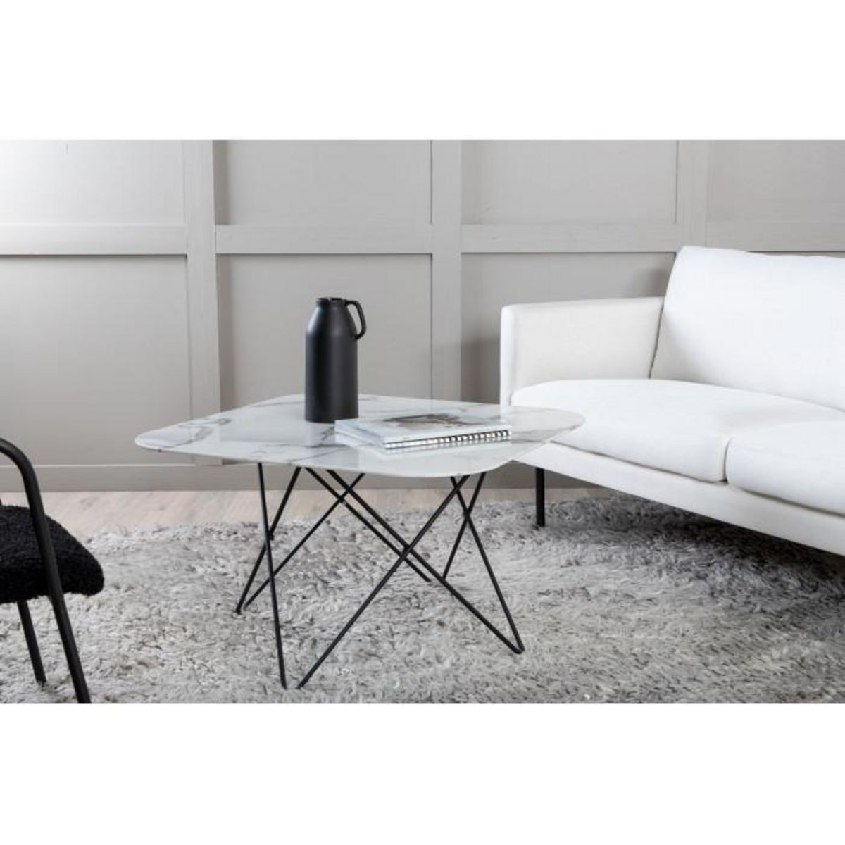 Paris Prix Table Basse en Verre Marbré  Tristar  80cm Blanc