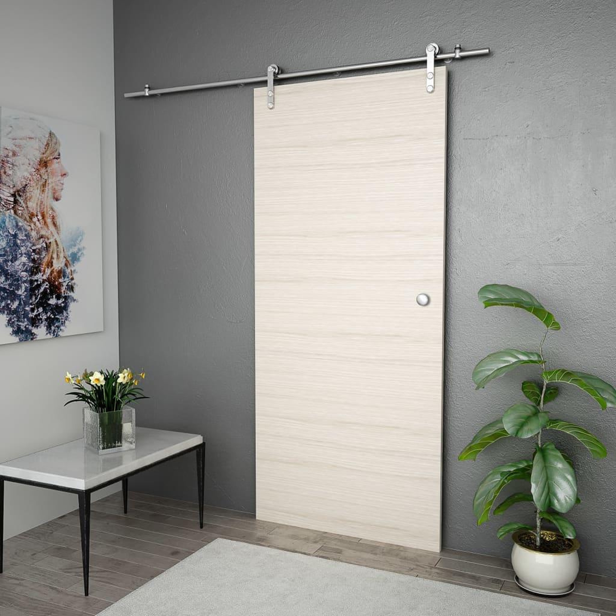 Voir la diapositive 3 : VIDAXL Kit fixation porte coulissante 183 cm Acier inoxydable Argente
