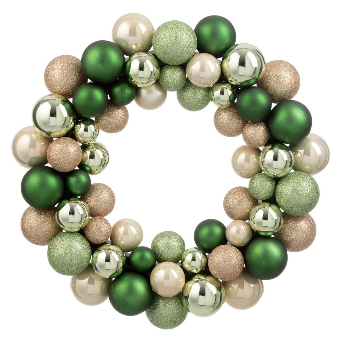 Paris Prix Couronne Boules de Noël  Night  35cm Vert & Écru