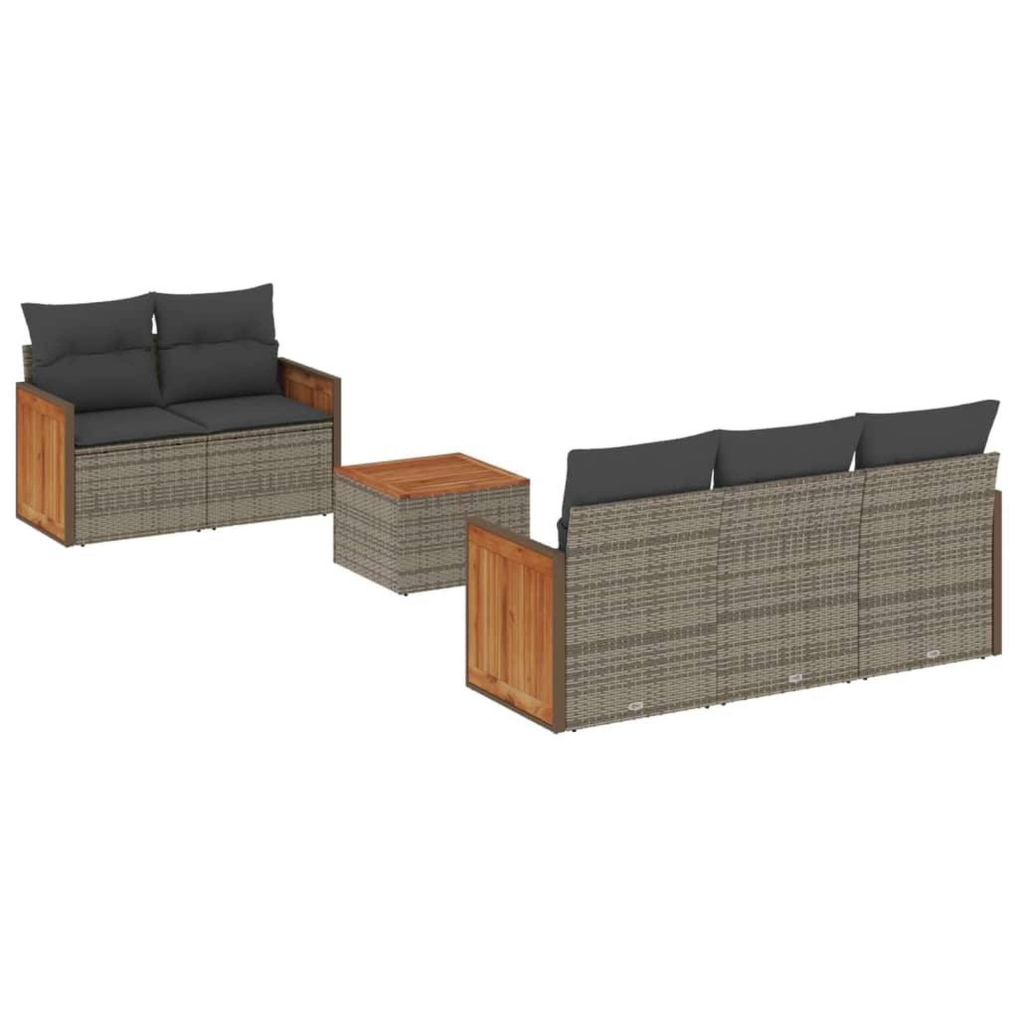 Voir la diapositive 2 : VIDAXL Salon de jardin 6 pcs avec coussins gris resine tressee