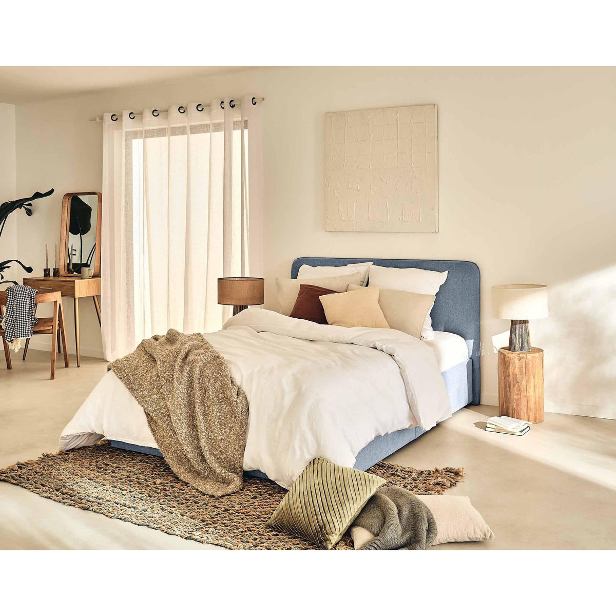 BEST MOBILIER Goyave - lit coffre - 160x200 - en tissu - sommier inclus