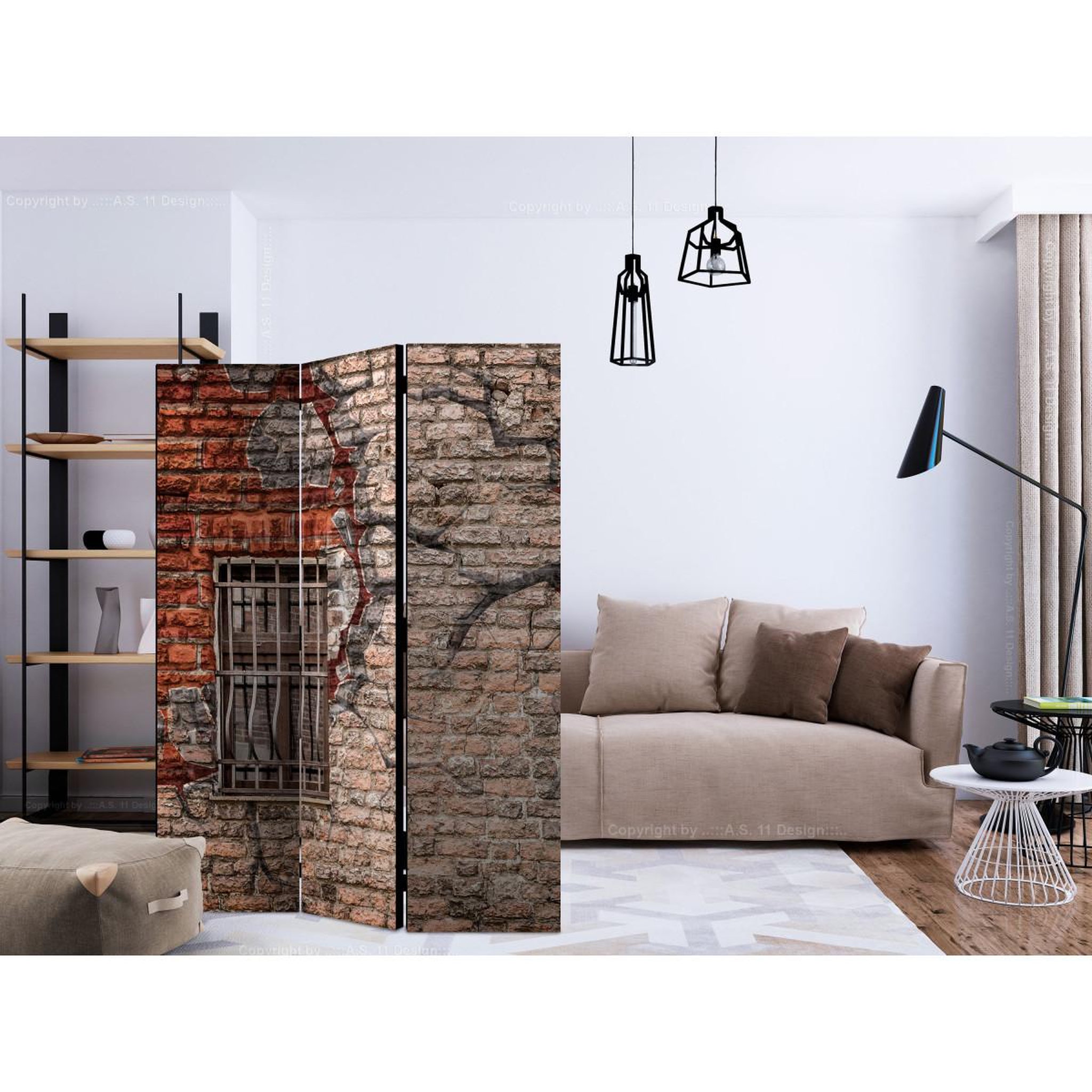 Voir la diapositive 2 : Paris Prix Paravent 3 volets  break the wall  135x172cm