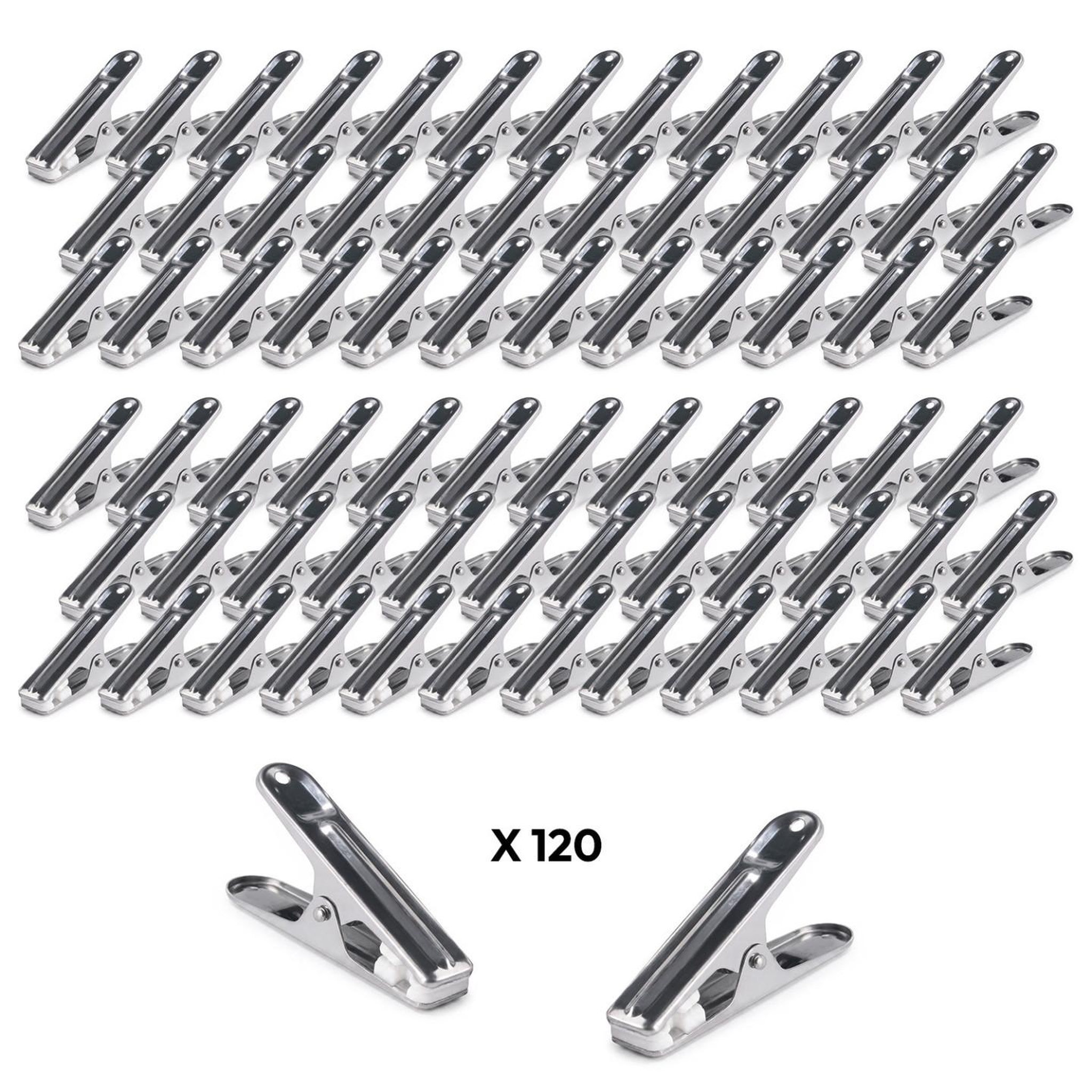 ID MARKET 120 pinces à linge inox, pinces incassables, inusables, ne rouillent pas
