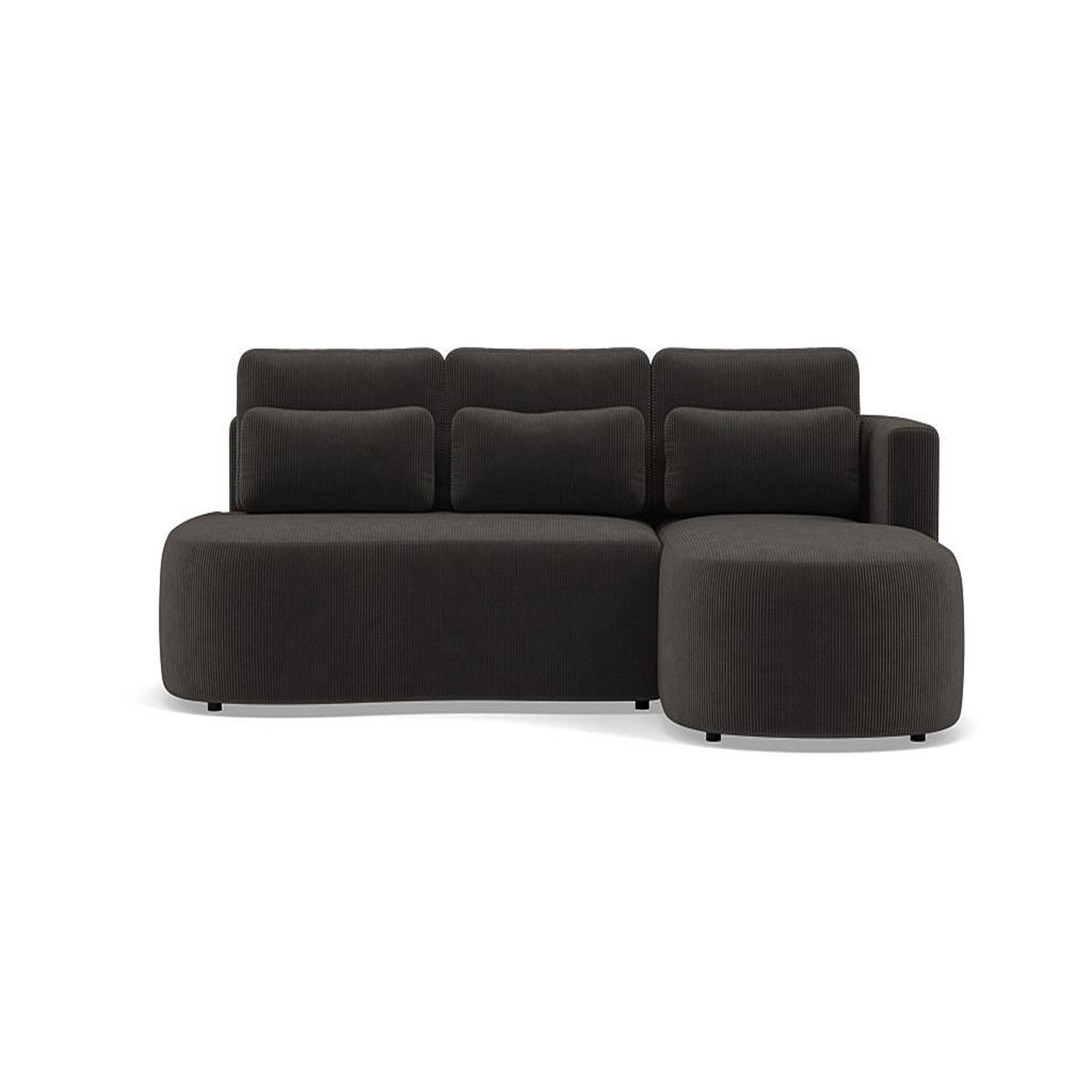 Voir la diapositive 1 : BEST MOBILIER Mahina - canapé d'angle droit 4 places convertible avec coffre en velours côtelé