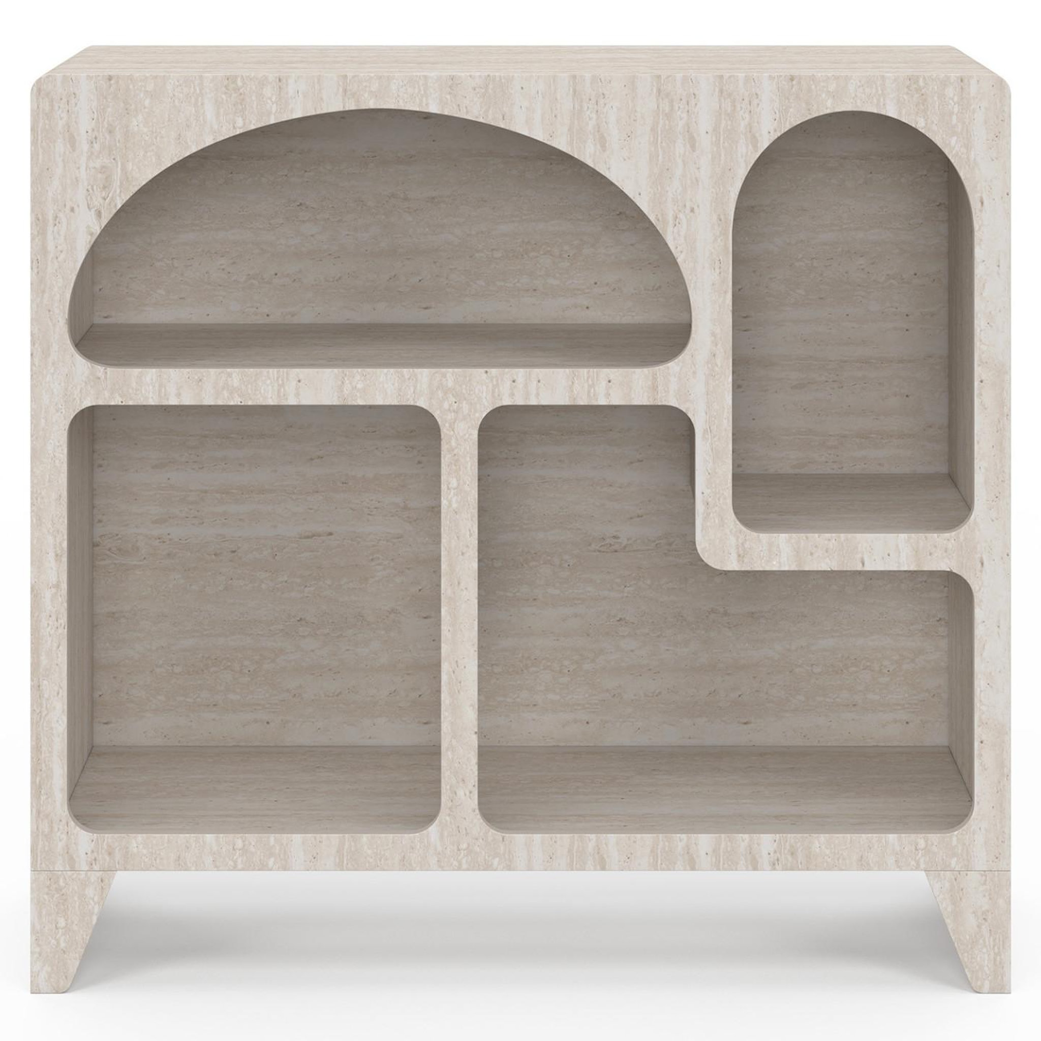 Voir la diapositive 3 : ID MARKET Buffet organique 80 cm alesia 4 niches meuble de rangement effet travertin