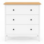 Voir la diapositive 3 : ID MARKET Commode 3 tiroirs ACHILLE 80 cm bois blanc plateau bois
