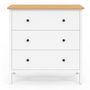 Voir la diapositive 3 : ID MARKET Commode 3 tiroirs ACHILLE 80 cm bois blanc plateau bois