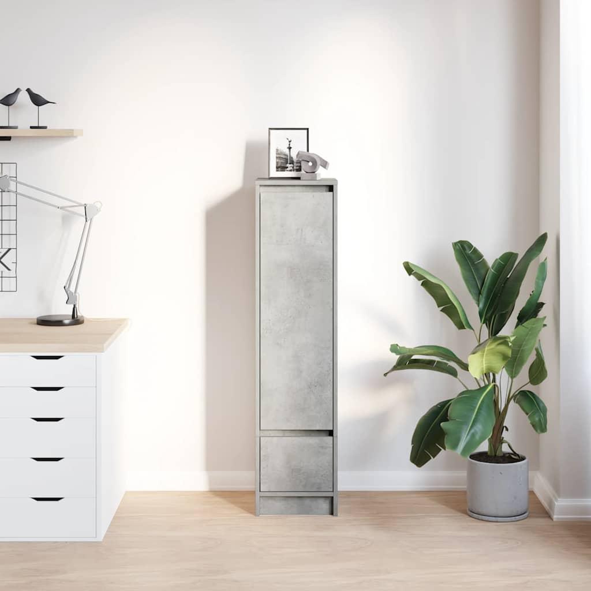 Voir la diapositive 3 : VIDAXL Buffet haut gris beton 29,5x34x119,5 cm bois d'ingenierie