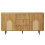 Voir la diapositive 3 : LISA DESIGN Milazzo - buffet bas - bois plaqué chêne et cannage - 3 tiroirs et 2 portes - 160 cm