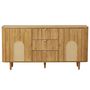 Voir la diapositive 3 : LISA DESIGN Milazzo - buffet bas - bois plaqué chêne et cannage - 160 cm