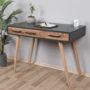 Voir la diapositive 2 : CONCEPT USINE Bureau scandinave effet chêne - 2 tiroirs VIRRAT