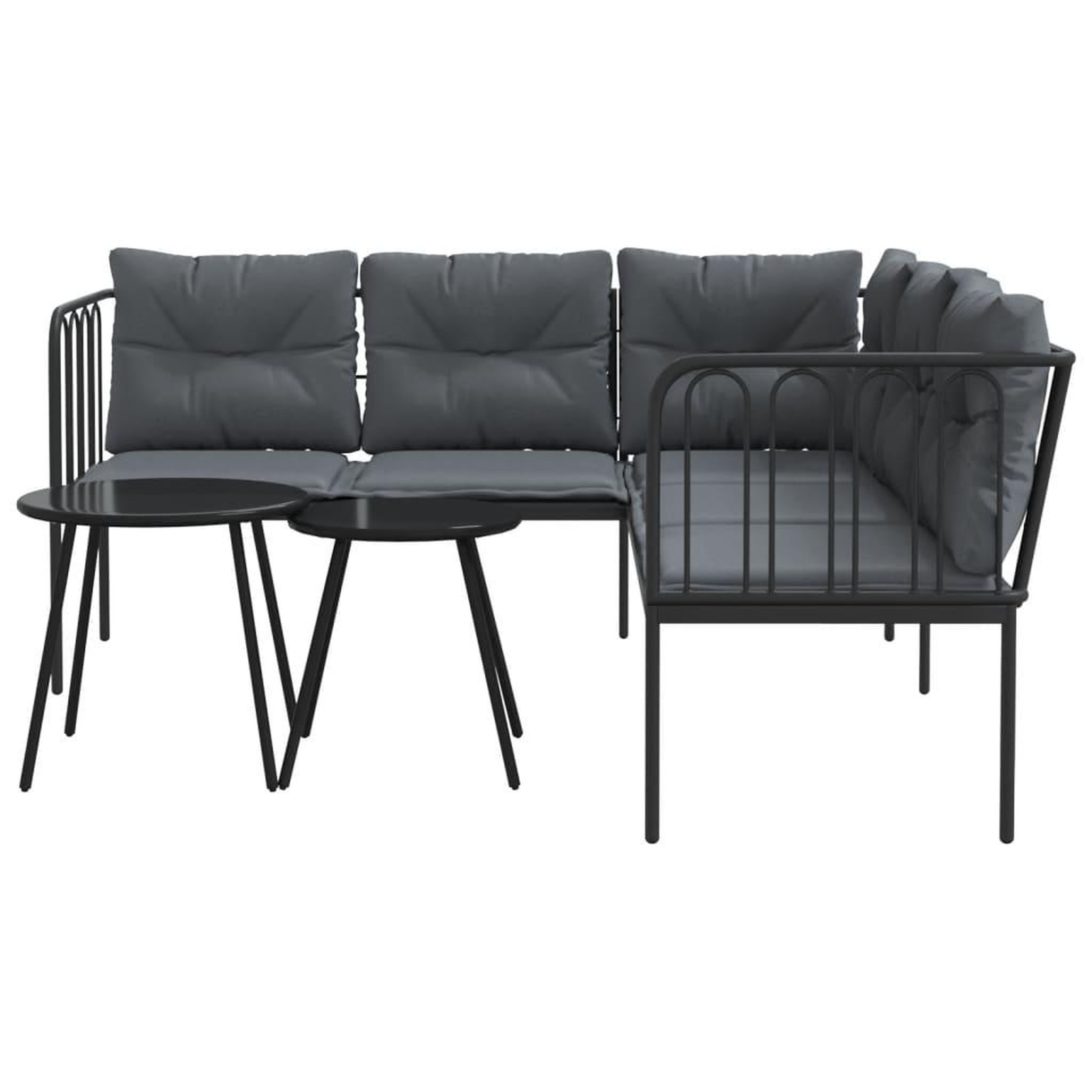 Voir la diapositive 5 : VIDAXL Ensemble de canapes de jardin et coussins noir acier textilene