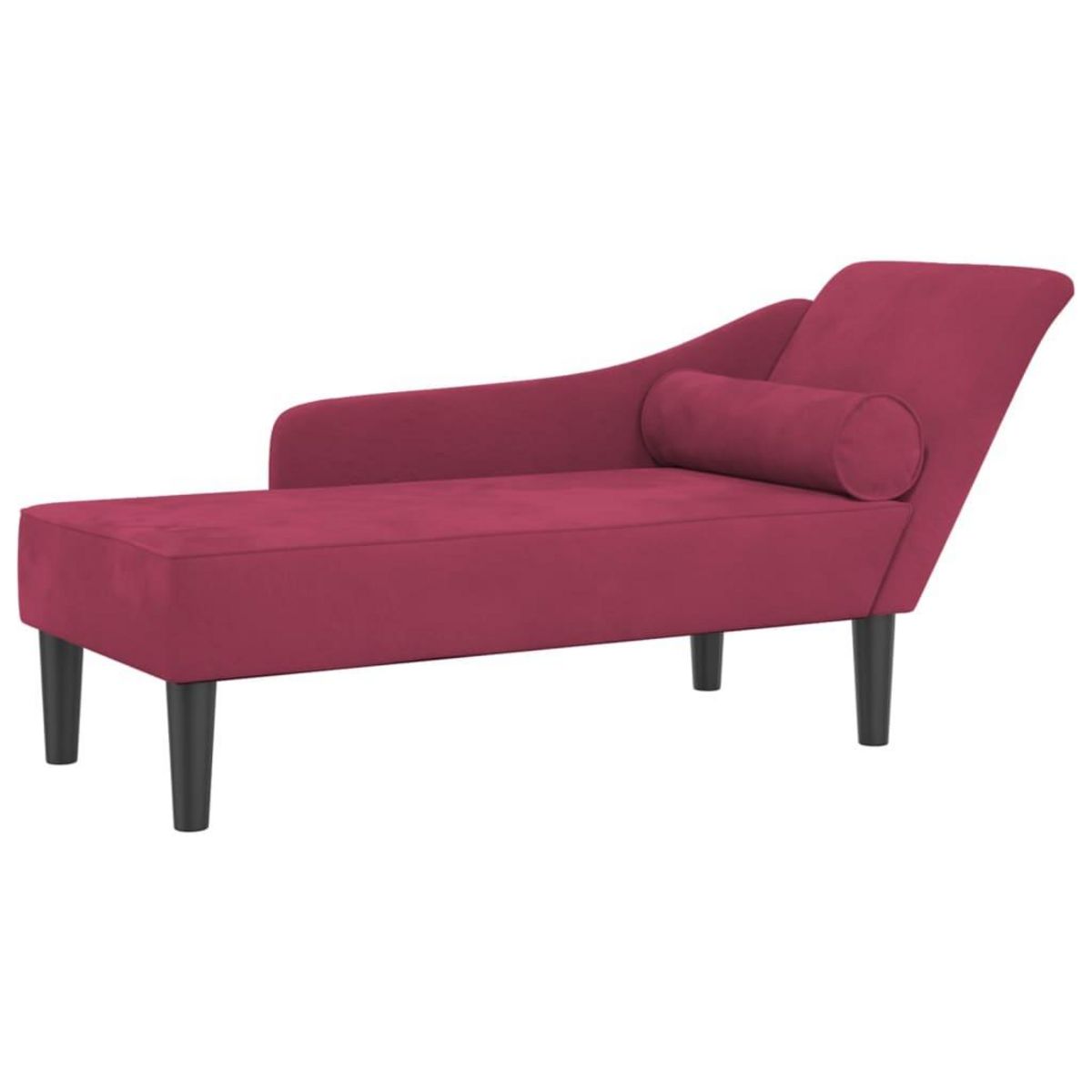 VIDAXL Chaise longue avec coussins rouge bordeaux velours