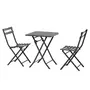 OUTSUNNY Salon de jardin bistro pliable - table carrée dim. 60L x 60l x 71H cm avec 2 chaises - métal thermolaqué gris