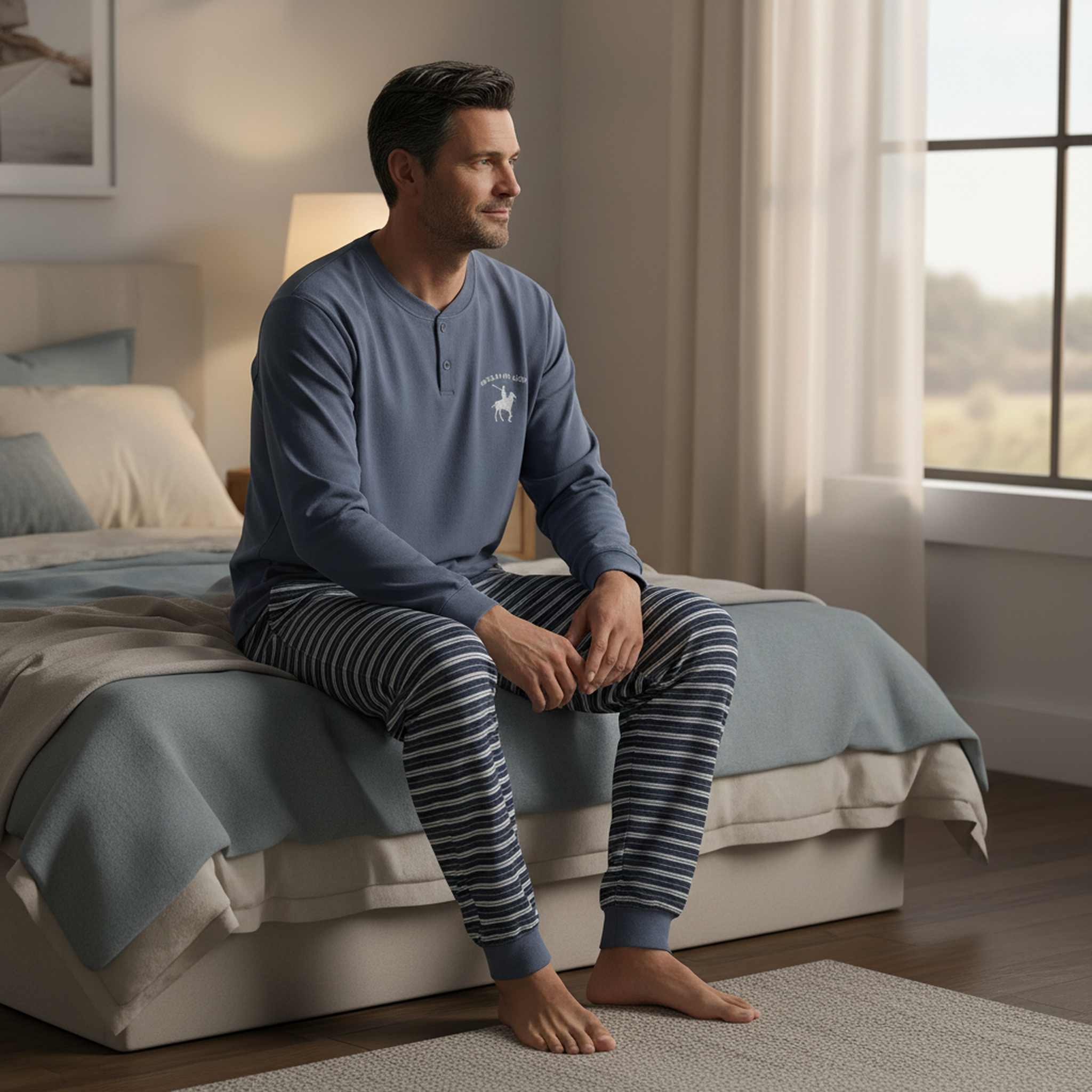 Voir la diapositive 4 : OZABI Ozabi pyjama homme doublé polaire écusson brodé