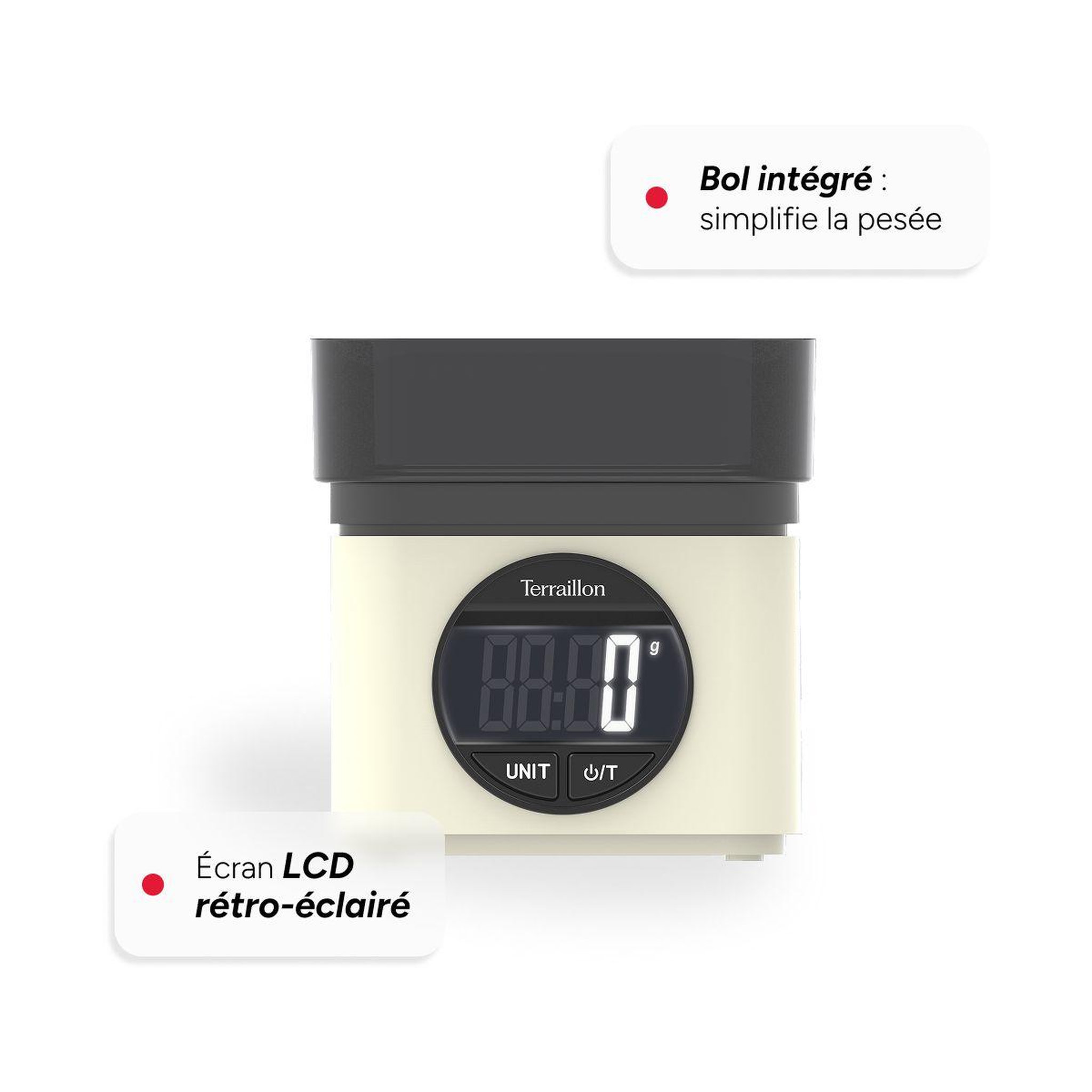 Voir la diapositive 3 : Terraillon Balance de cuisine ba22 mythique creme 15601