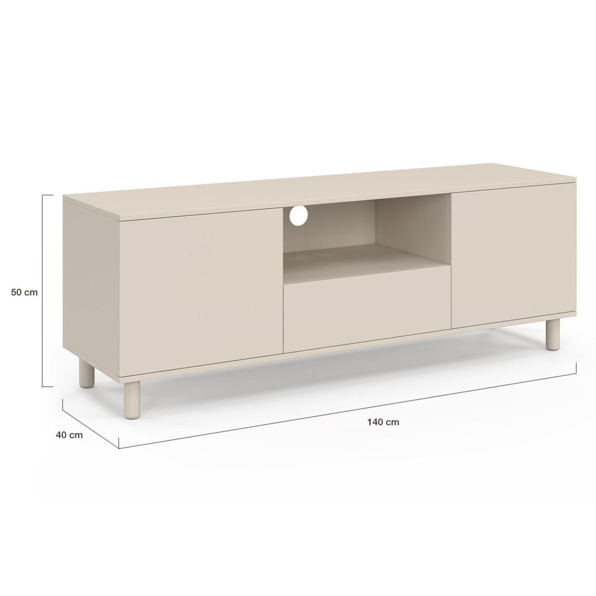 Voir la diapositive 5 : ID MARKET Meuble tv 140 cm bertille 3 portes bois beige