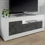 KASALINEA Meuble TV blanc et gris foncé moderne MABEL 6-L 138 x P 42 x H 56 cm- Gris
