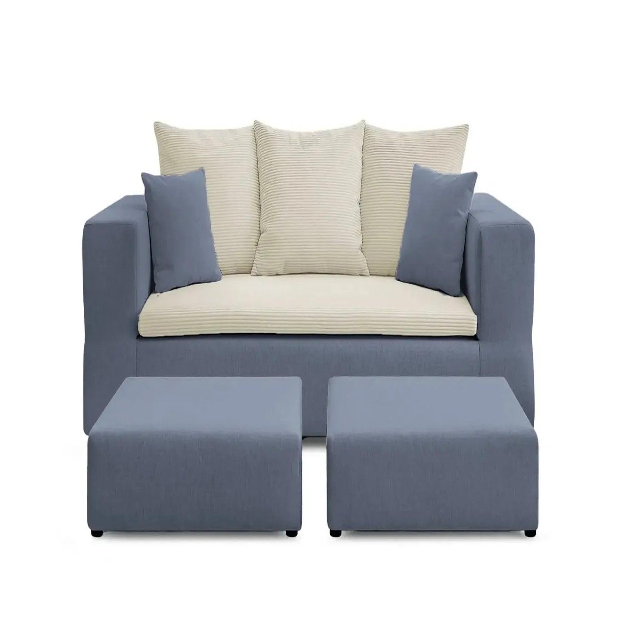 Voir la diapositive 1 : CASANOVA PARIS Ambre - canapé droit convertible bi matière avec deux poufs